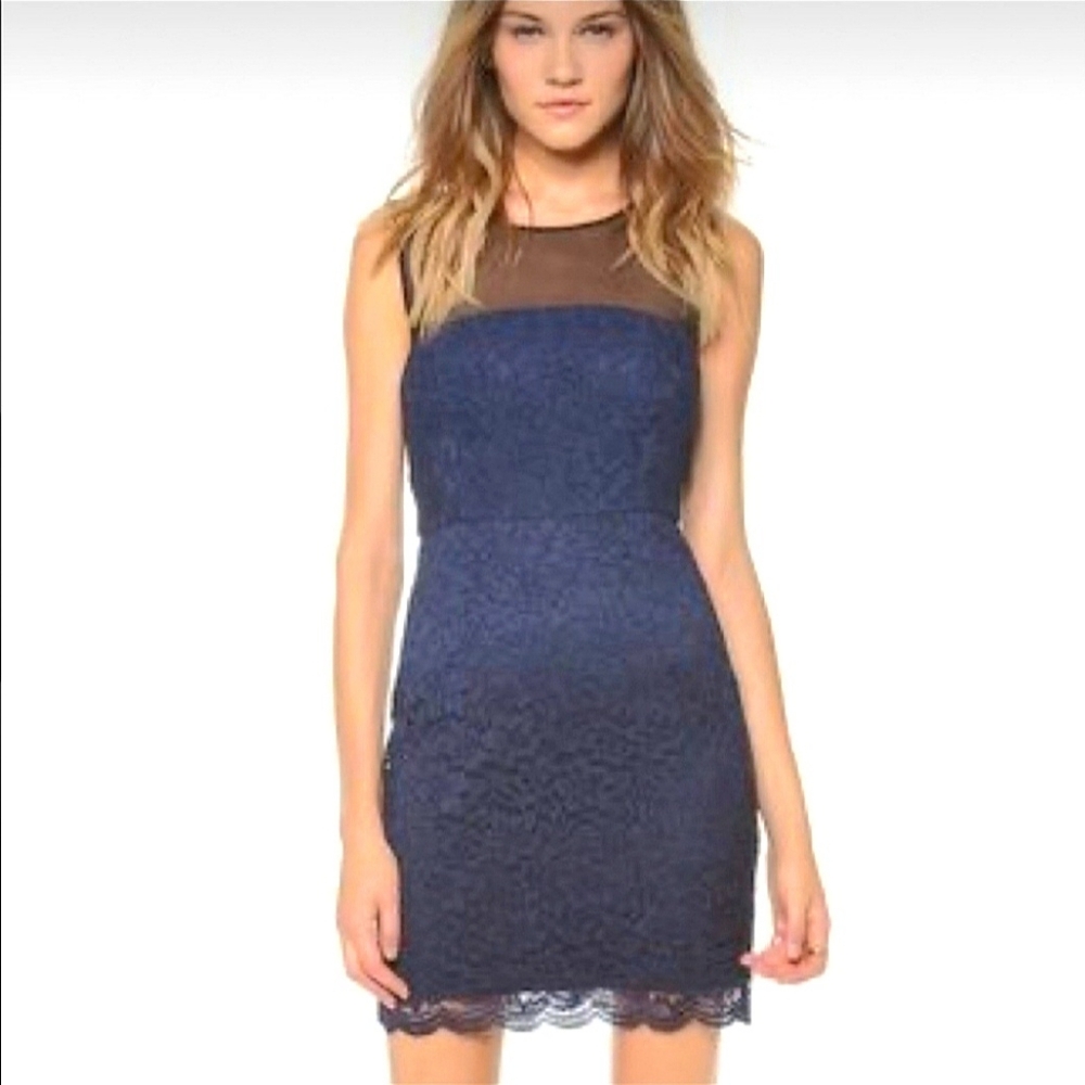 NWT DVF Elegant Blue Nisha Midnight Lace Dress